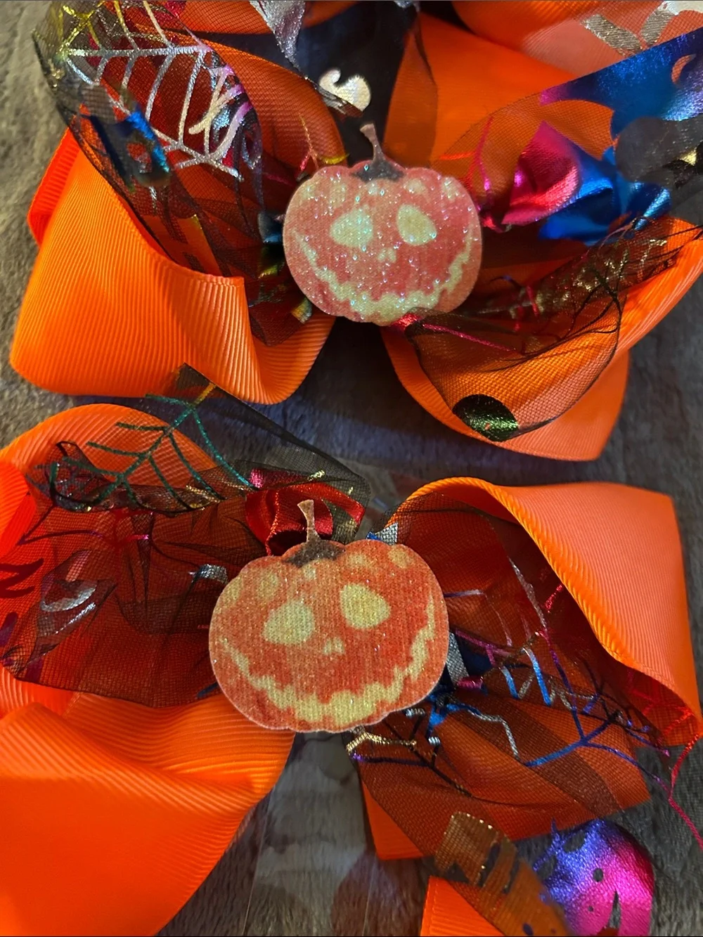 Kids Halloween Orange Pumpkin, Ghost, Skull & Spider Hair Bows-Pick One